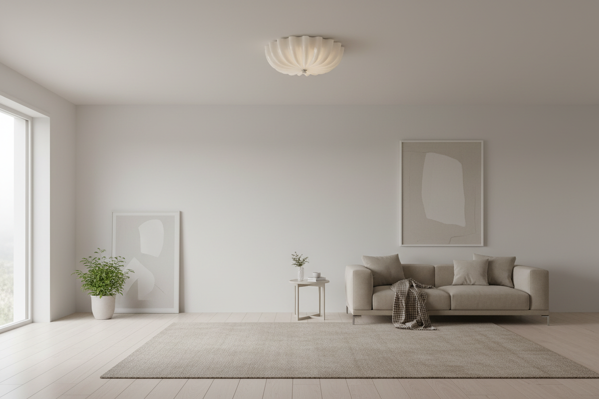 Wyna Blown Glass Ceiling Light — in-room scale reference showing real-world size context