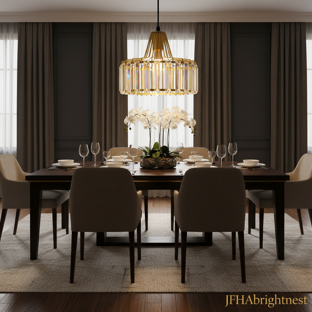 Gold Crystal Pendant Light 32cm - Statement over dining table