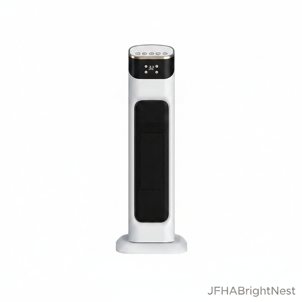 Pyra Electric Tower Heater in white - studio product shot