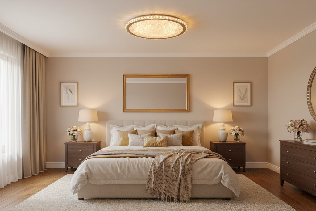 Eliza Crystal Ceiling Light - Amber - Bedroom