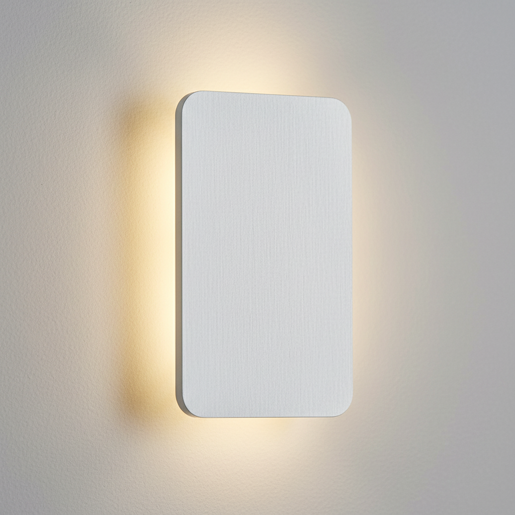 Close-up of the Ingram wall light in white brushed metal