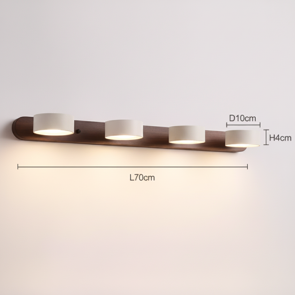 Walnut 4-light Wabi Sabi wall light, L70 x D10 x H4 cm