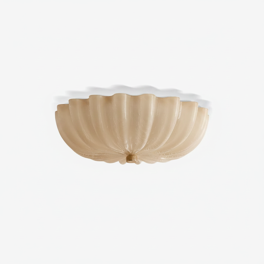 Wyna Blown Glass Ceiling Light — beige, bottom-up view