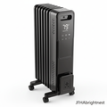 Solen 1500W oil-filled radiator in black, angled studio shot