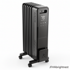 Solen 1500W oil-filled radiator in black, angled studio shot