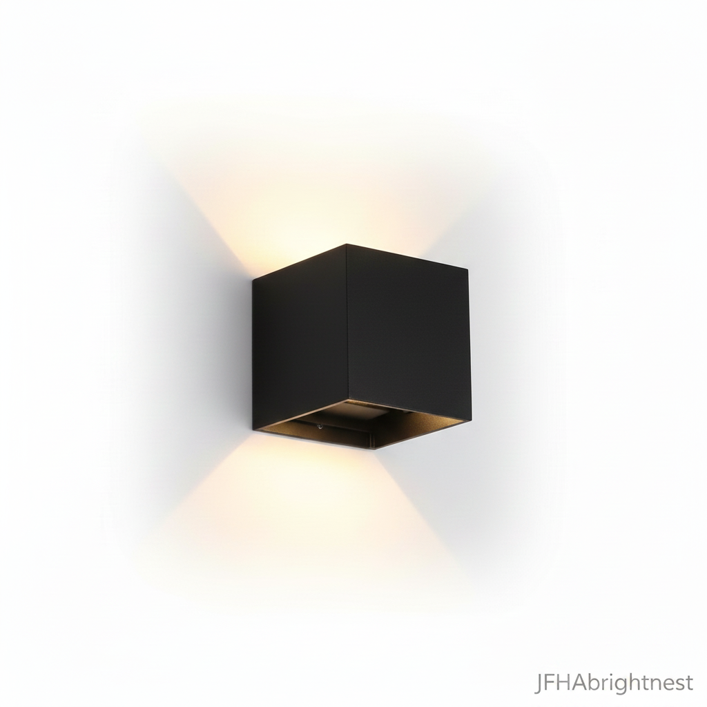 Norvik up and down outdoor wall light in black, IP65 cube