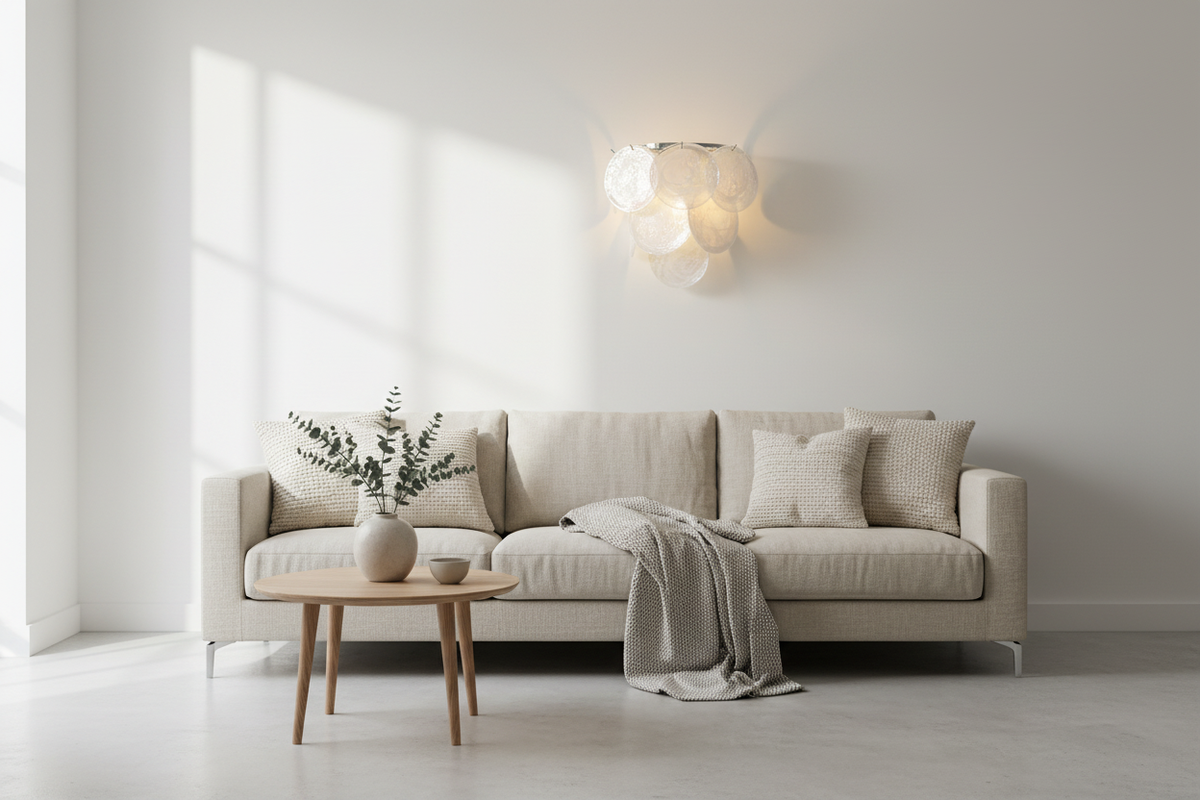 Ephira White wall lamp in minimalist living room