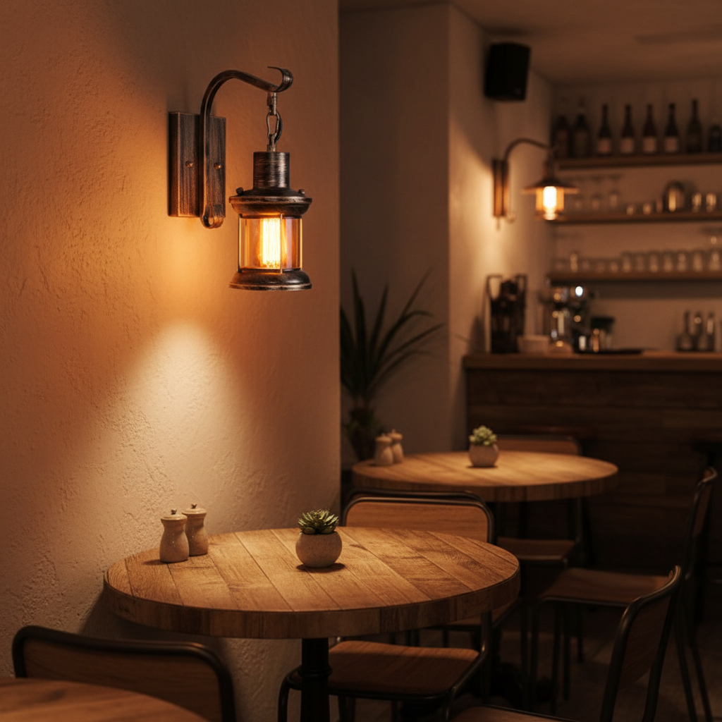 Etra Retro Wall Lamp - Bronze in restaurant cafe