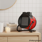 Space heater on bathroom vanity in Scandinavian bathroom with candles – JFHAbrightnest lifestyle