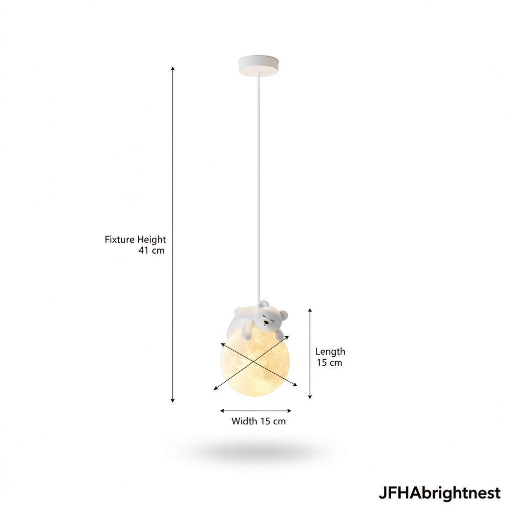 Dimension diagram showing fixture height 41cm, width 15cm, length 15cm