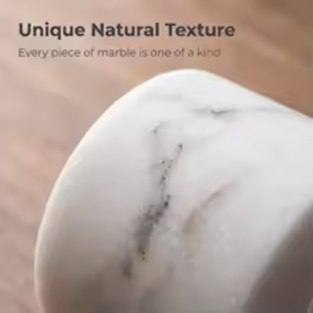 Close-up of the natural marble shade showing its unique grey veining