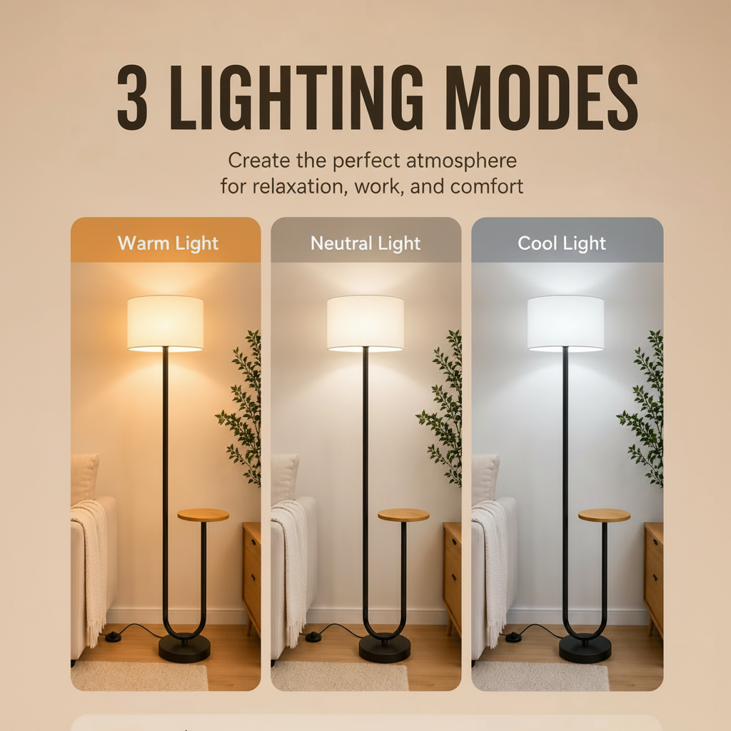 Isla floor lamp in three light colours – warm, neutral and cool white