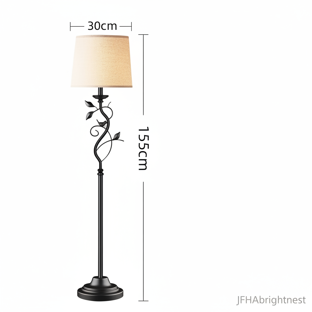 Ivy floor lamp dimensions: 155cm tall with a 30cm wide fabric shade