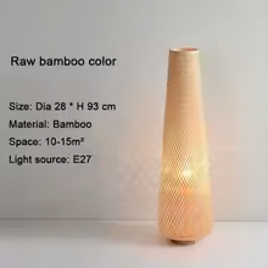 Raw bamboo floor lamp with specifications: 28 cm diameter, 93 cm high, bamboo, E27 light source