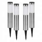 Arden solar path lights – set of four stainless steel garden bollard lights with ground spikes
