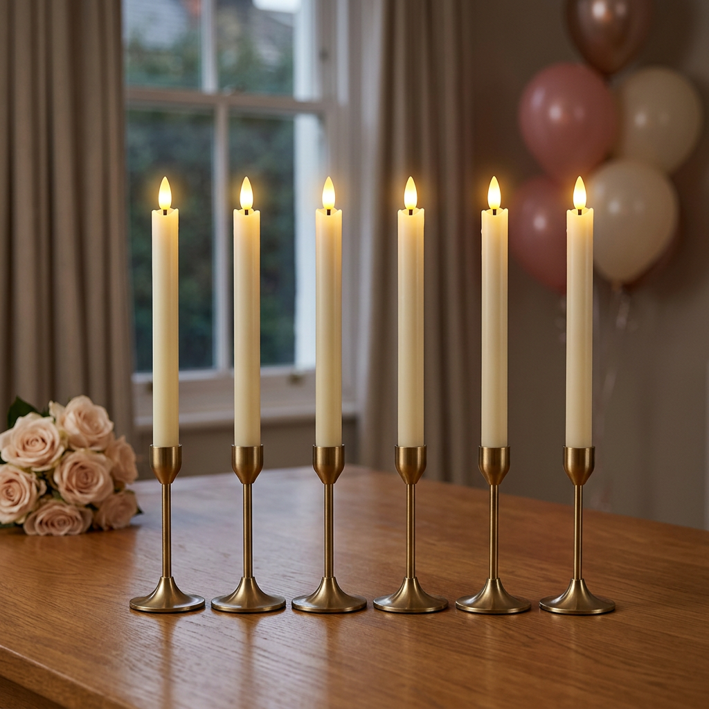 Regenerated UK home scene with six candles