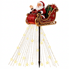 Santa sleigh garden light on a clean white background