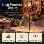 Santa sleigh solar display with three feature cards