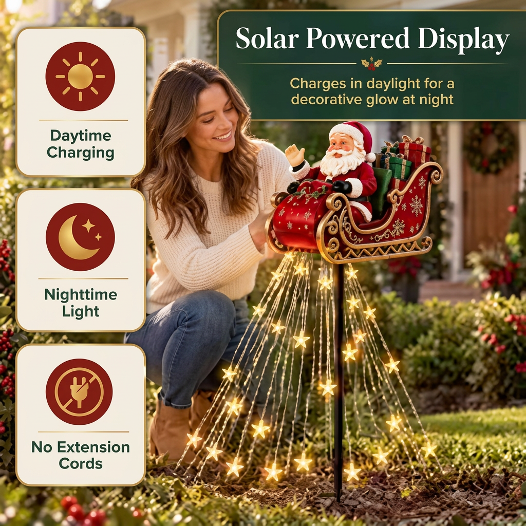 Santa sleigh solar-powered display promotional image