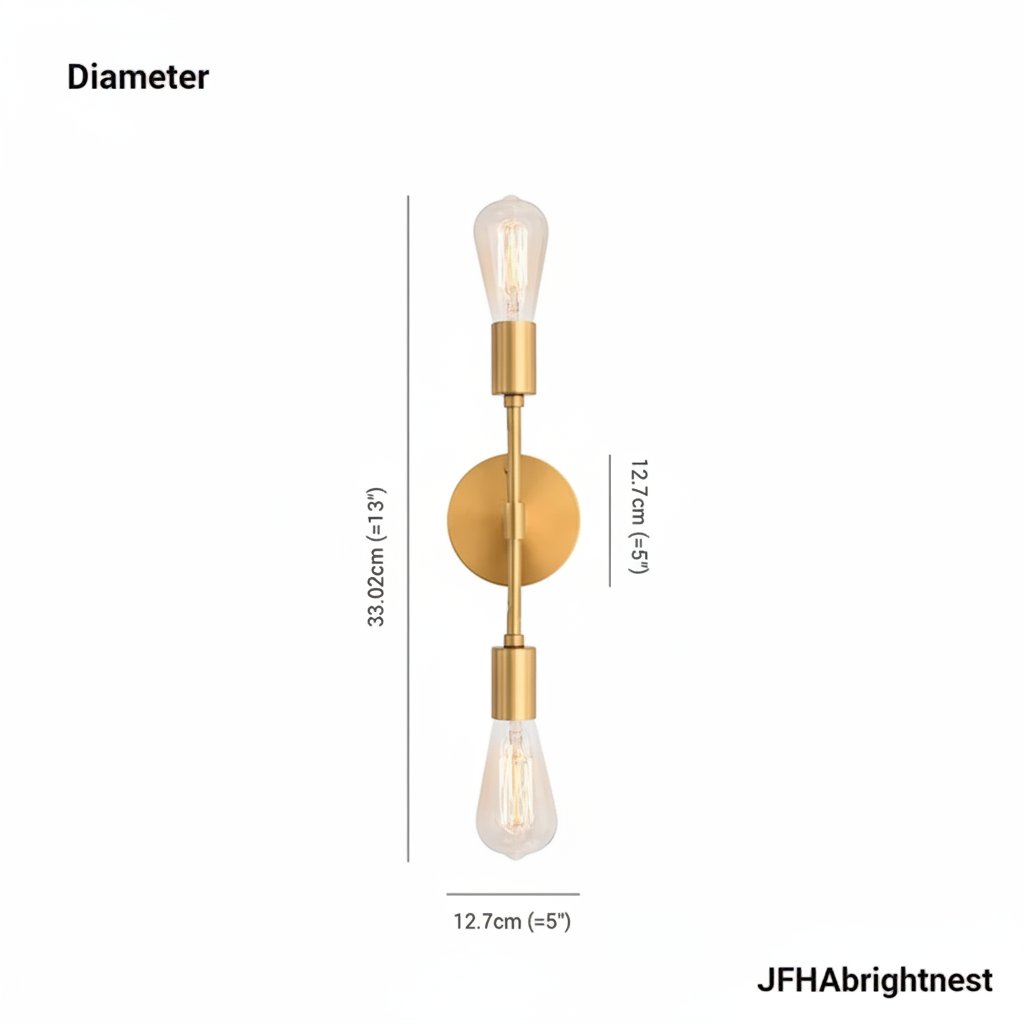 Orla wall light dimensions - 33 cm tall with a 12.7 cm round back plate