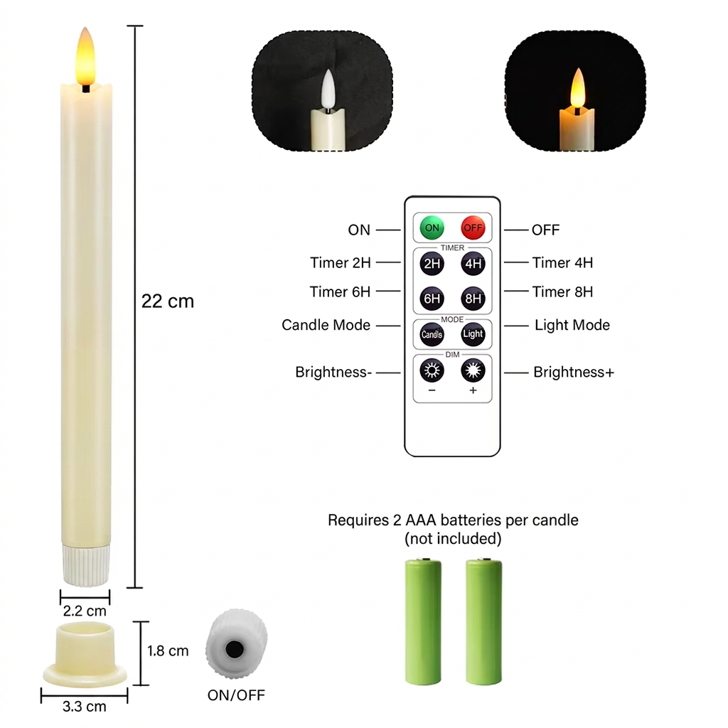 Square candle dimension graphic in centimetres