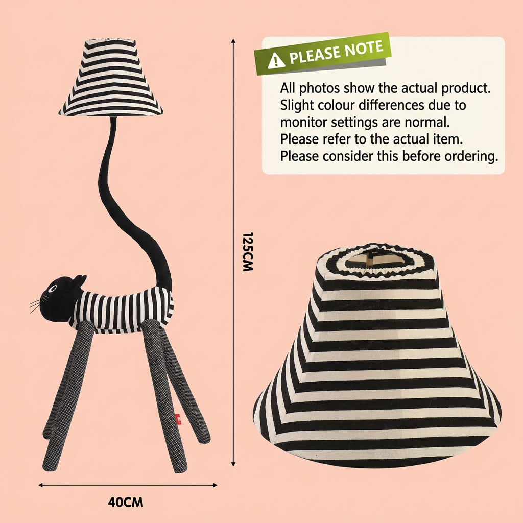 Cat floor lamp size guide – 125 cm height x 40 cm width