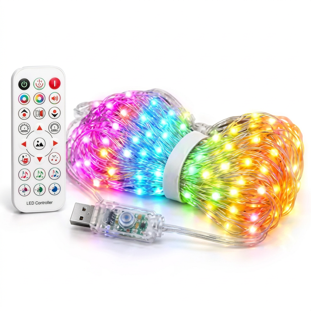 Multicolour 400 LED curtain lights with remote and USB controller