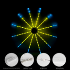 Firework light details – LED bars, centre hub, USB plug and remote