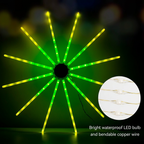 Close-up of WS2812B RGBIC LEDs on copper wire firework light bars