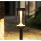 Solar pathway light glowing warm white 3000K at night