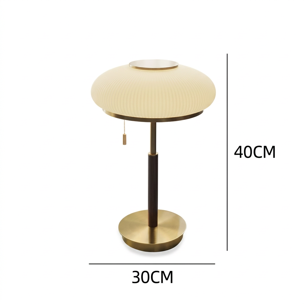Glass table lamp dimensions – 30cm diameter, 40cm height