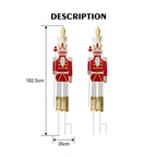 Nutcracker decoration dimensions – 182.5cm tall, 35cm wide, with ground stakes
