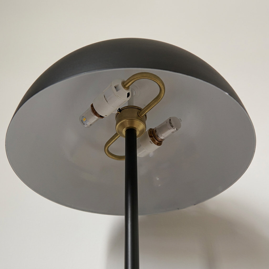 Square product detail image showing the lamp shade’s underside and fittings