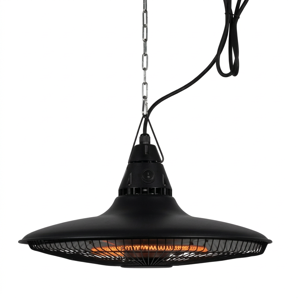 1500W hanging infrared patio heater in black
