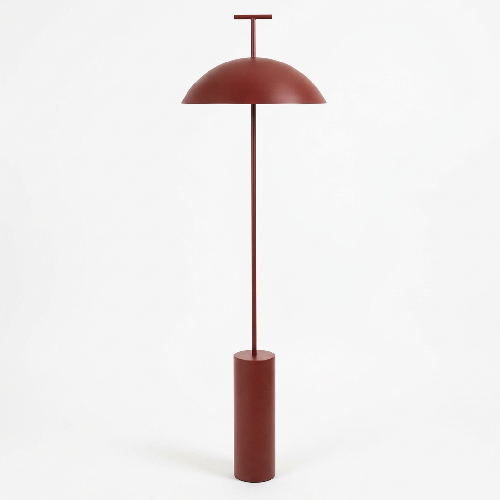 Square product image of the red mushroom floor lamp on a white background