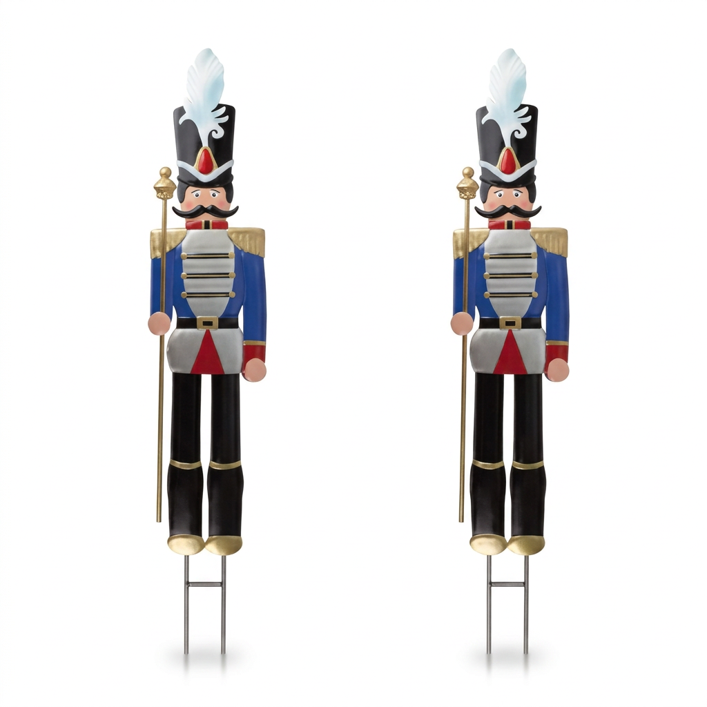 Pair of 6ft blue metal nutcracker Christmas decorations