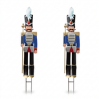 Pair of 6ft blue metal nutcracker Christmas decorations