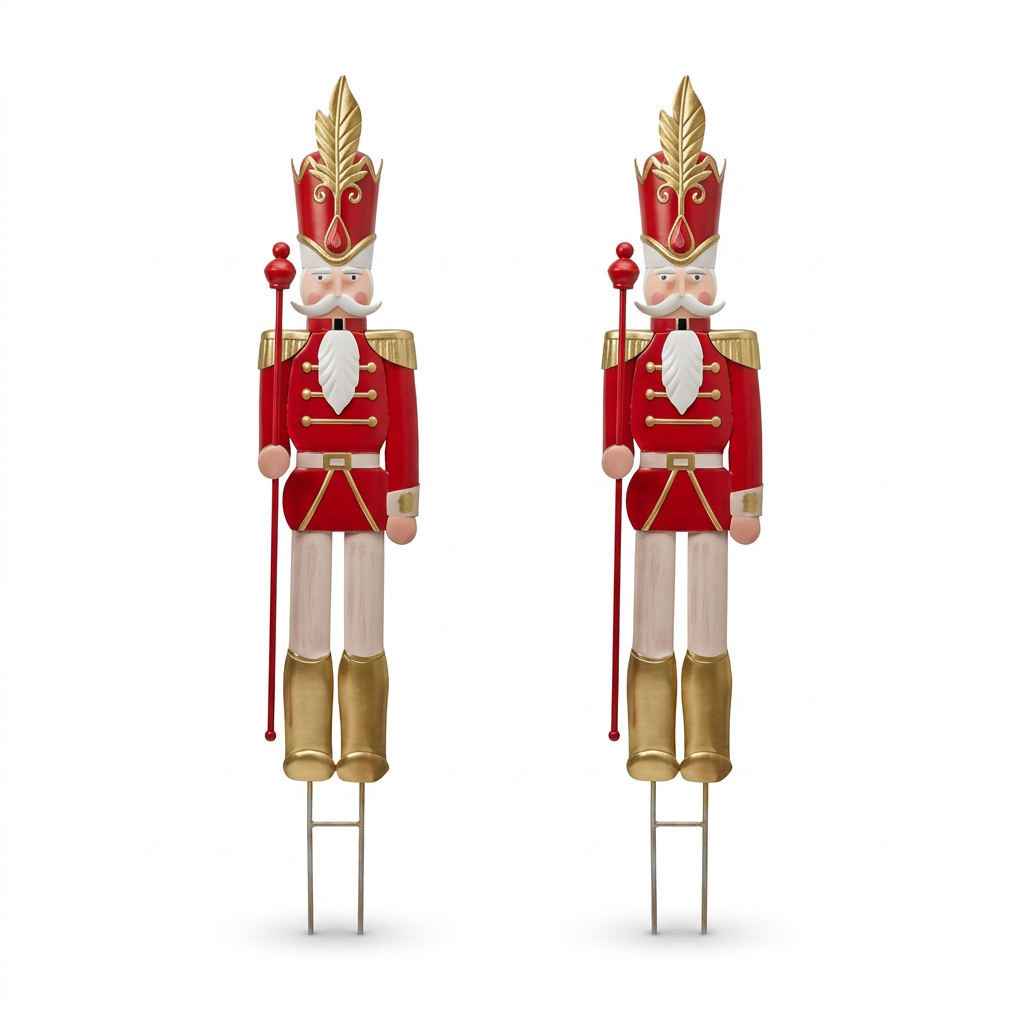 Pair of 6ft red metal nutcracker Christmas decorations