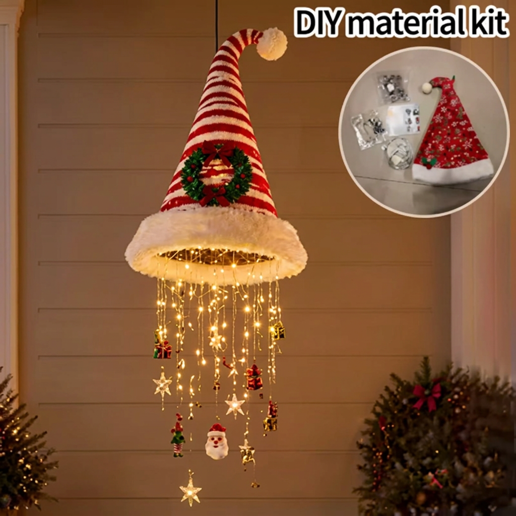 LED hanging Christmas light – red and white Striped Christmas Hat