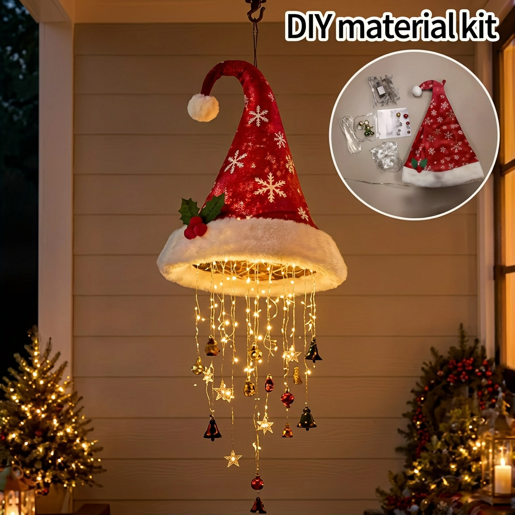 LED hanging Christmas light – Snowflake Santa Hat