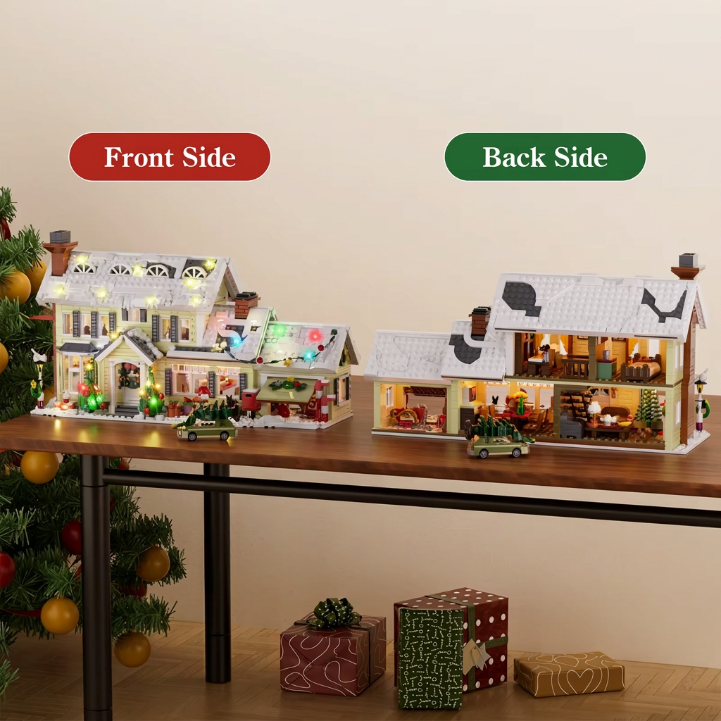 Christmas village building blocks house – front and back view
