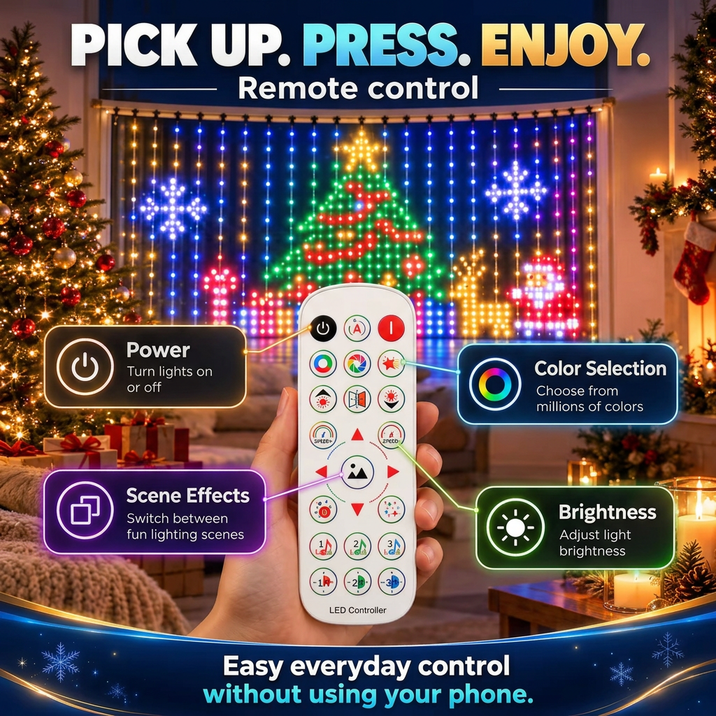 32-key remote control for the RGB LED curtain lights