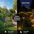 Solar firefly lights daytime and night-time – light sensor turns on at dusk, off in daylight