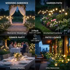 Solar firefly lights used for weddings, garden paths, dinner parties and patios