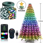 1.8 m smart RGB Christmas tree lights with star topper, 400 LEDs, size guide