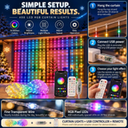 Easy-to-hang USB powered LED curtain lights