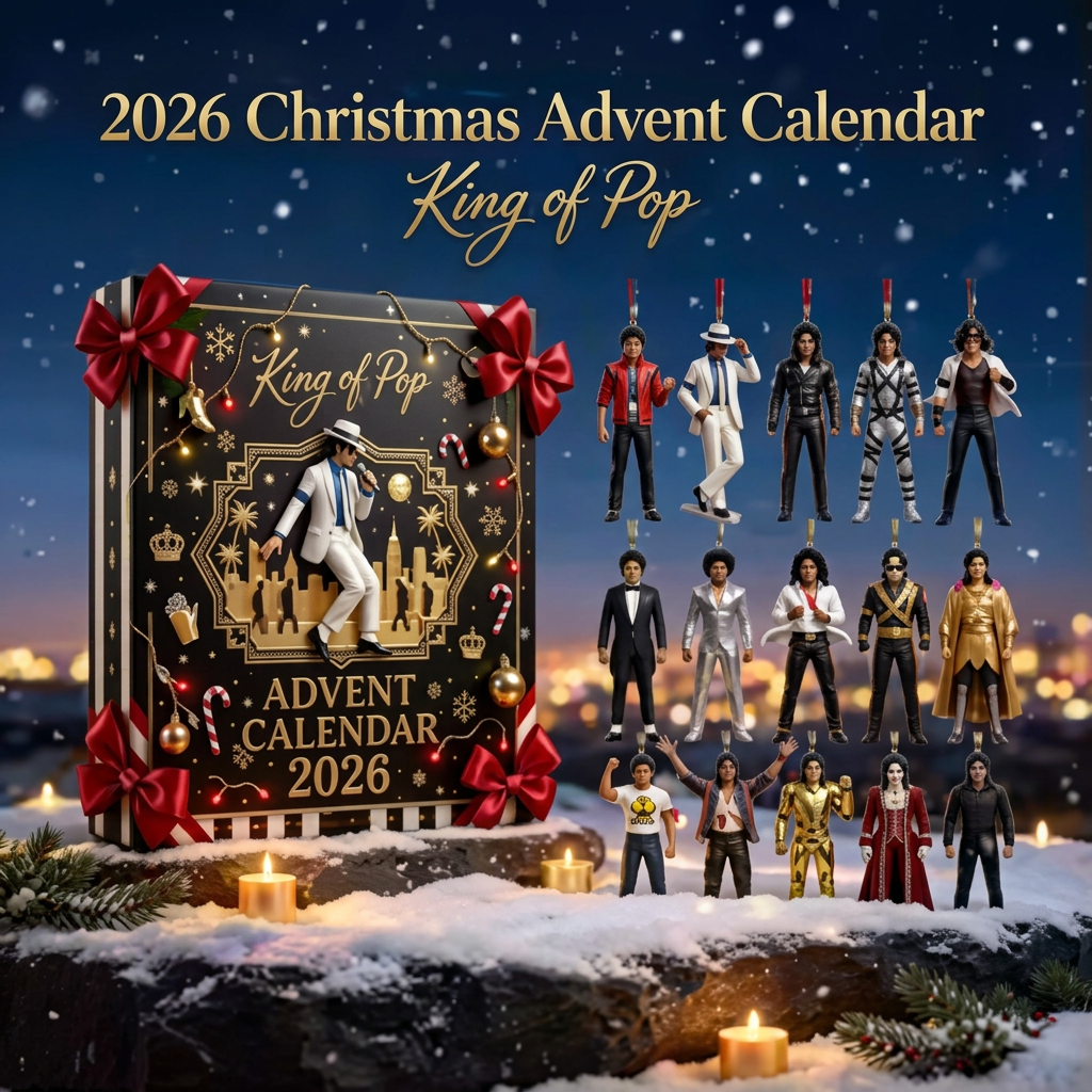 Pop star advent calendar in a snowy Christmas display