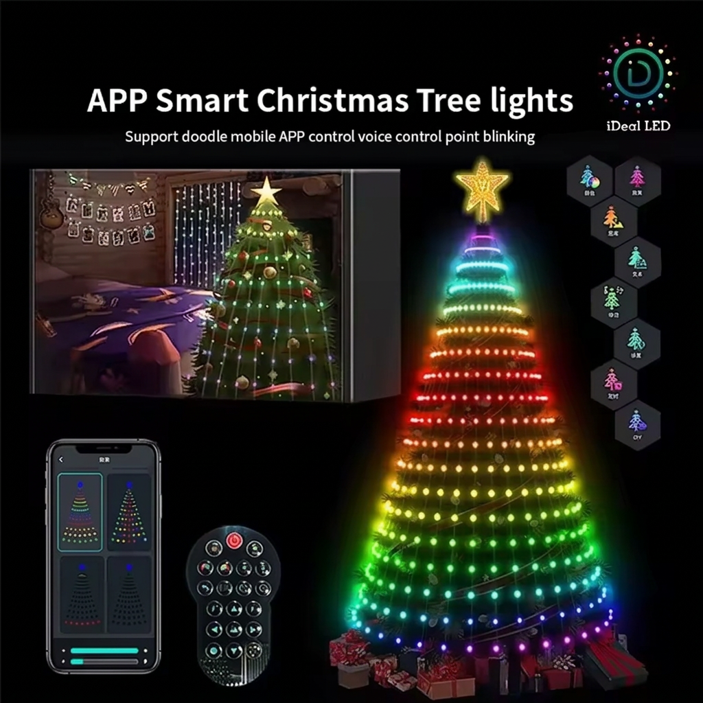 App-controlled smart RGB Christmas tree lights with colour and mode settings