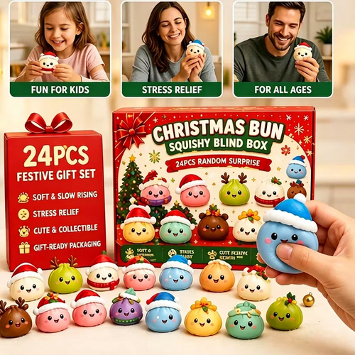 Christmas squishy advent calendar gift box with 24 festive dumpling squishies