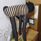 Cat lamp fabric body with striped jumper and polka-dot legs